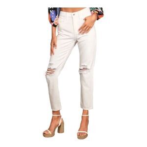 NEW! AFRM Distressed Mom Jeans – White, Size 33, NWT